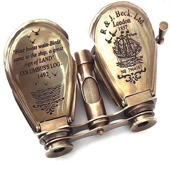 naval Antique brass binoculars R & J Beck Ltd, London, 1857