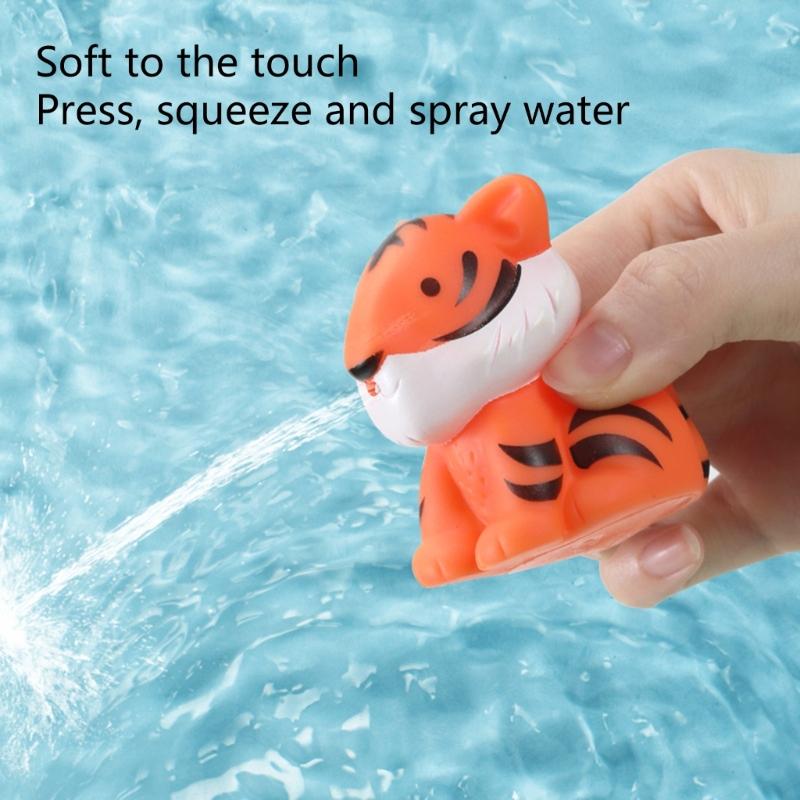 Rubber Cartoon Animal Baby Bath Toy Floating Squeeze Animal Water Squirting Toy With Sprays Design For Toddler Bathing