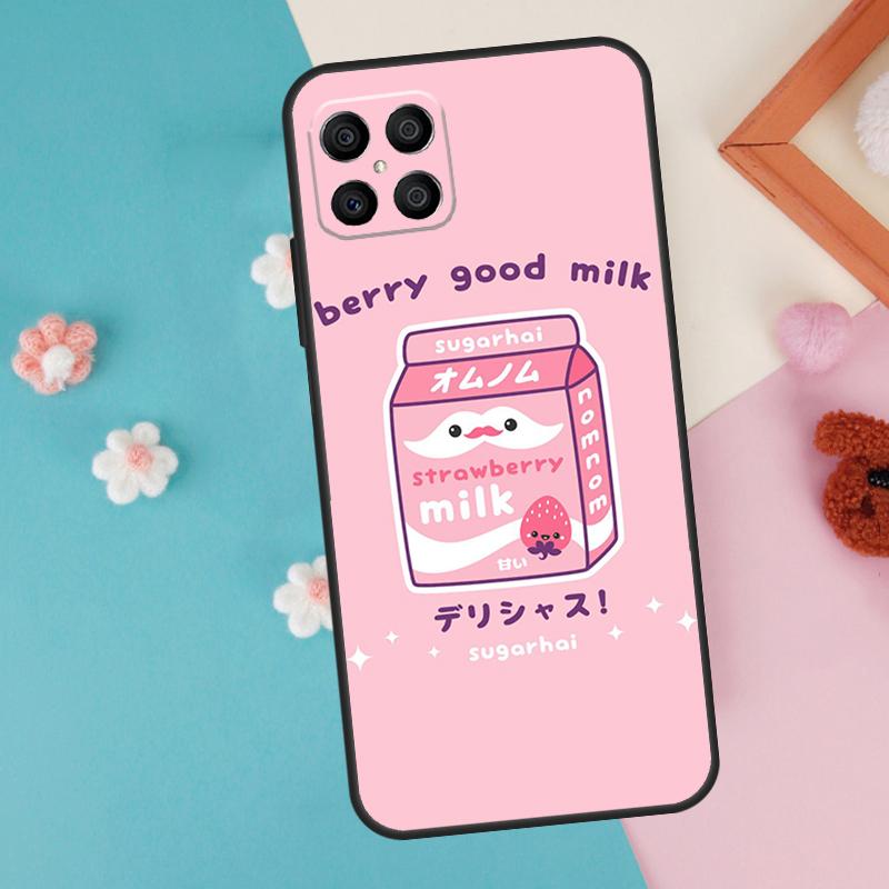 Kawaii Strawberry Milk Case For Honor Magic 7 5 6 Lite Pro Honor X8b X9b X9a X8a X8 X9 X9c 50 70 90 200 Lite Cover