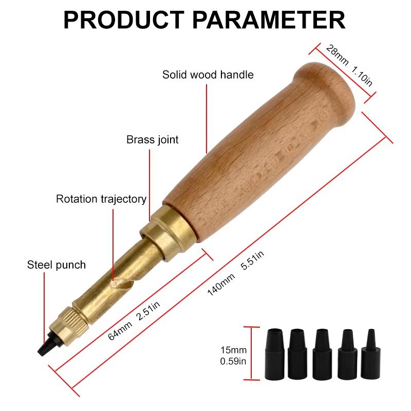 1 Set DIY Leather Hole Punch With 6 Replaceable Tip Sizes 1.5/2/2.5/3/3.5/4mm Holing Tool Kit For DIY Wallet Watch Strap Belts