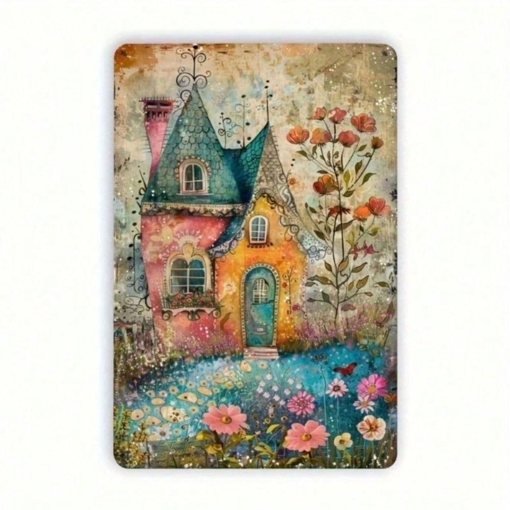 Vintage Flower Butterfly Metal Wall Poster For Living Room