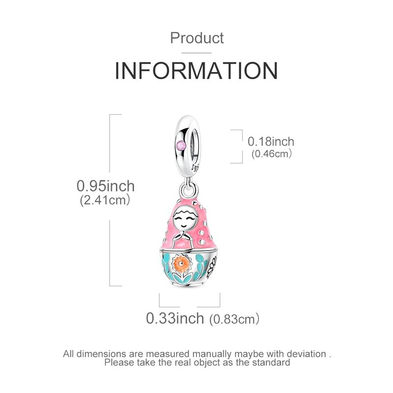 Copper Cute Pink Russian Nesting Doll Can Be Opened And Closed Charms Pendant Fit Diy Bracelet Women Jewelry Gifts