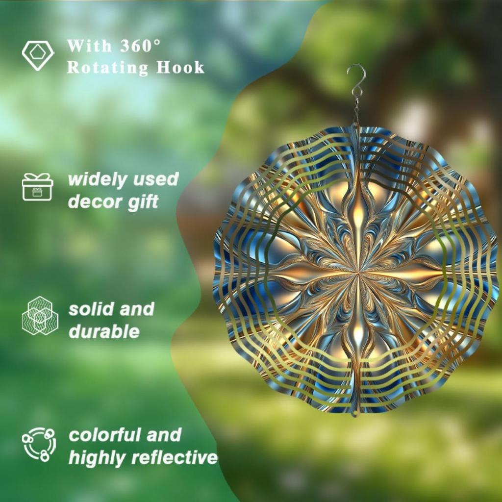 Elegant 10-Inch Metal Wind Spinner - Vibrant 2D Hanging Design for Indoor & Outdoor Decor, Silent 360° Rotating Wind Sculpture