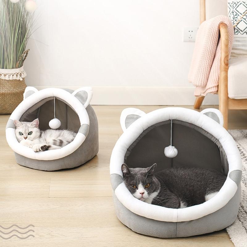 Plush Cat Bed Kitten Sleeping Bed Small Dog Nest Pet Winter Sleeping Cushion Anti-Scratching Bedding Pet Cat Supplies