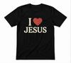 J'aime Jésus Crucifix Foi Streetwear Graphique T-shirt Noir