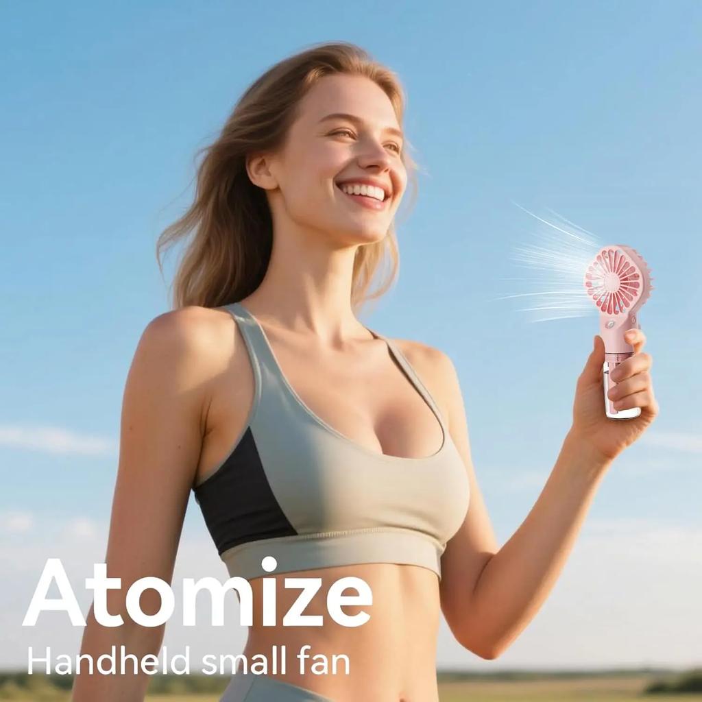 Mini Handheld Mist Fan Portable Humidifier Fan Portable USB Rechargeable Handheld Fan with Humidifier Mini Water Spray Hand Fan