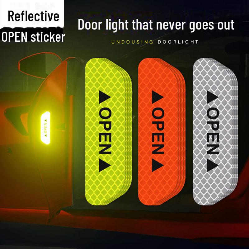 Reflective Car Door Open Warning Stickers for Safety and Decoration