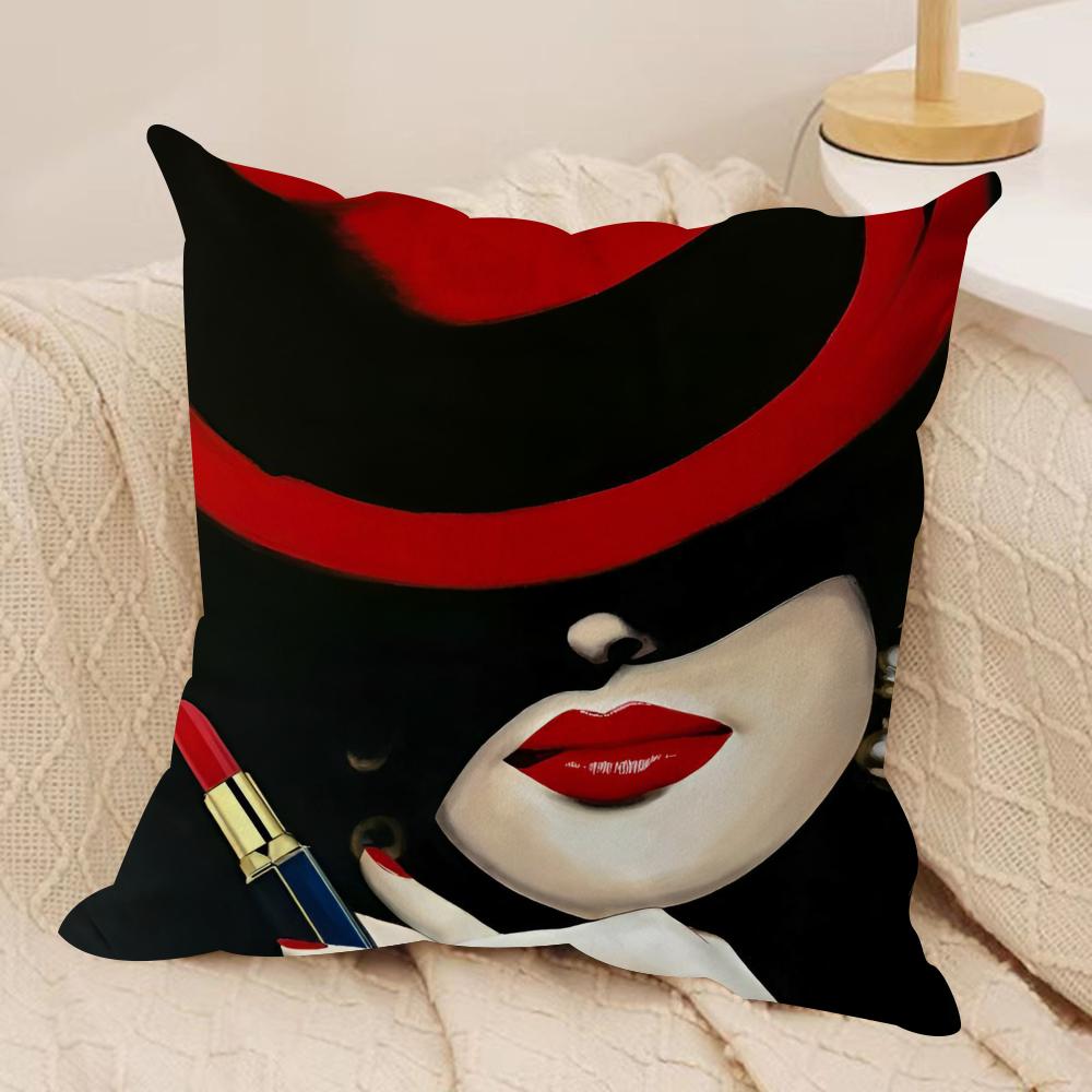Vantage  Elegant Lady Cushion Cover Soft Plush Fabric Double-Sided Printed Sofa Cushion Cover for All Seasons Home Decor Gift