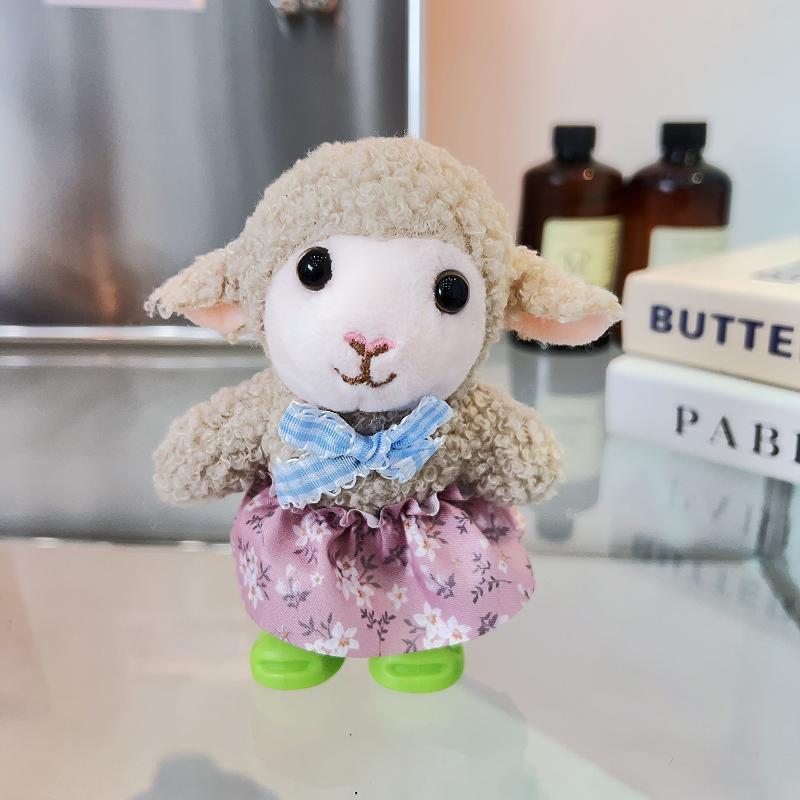 2027 Chinese Zodiac Lamb Plush Keychain Cute Floral Dress Sheep Stuffed Doll Portable Backpack Charm Gift