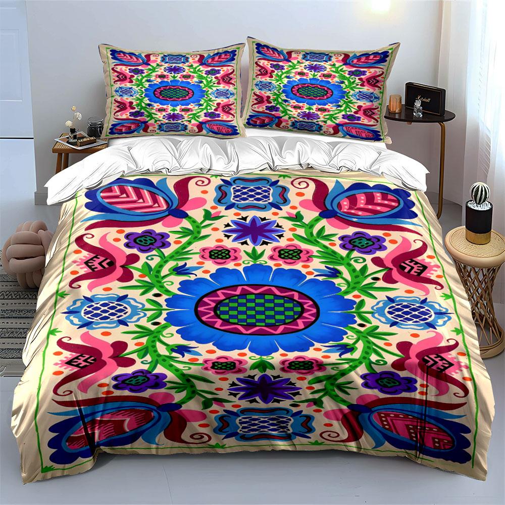 Floral and geometric design. Bedding sets Duvet cover sets Duvet covers Pillowcases(1 * Duvet Cover 2 * Pillowcases without duvet insert)