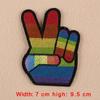 2Pcs Rainbow Peace Sign Hand Victory & LGBT Pride Peace Fingers Embroidered Patch Iron On Applique