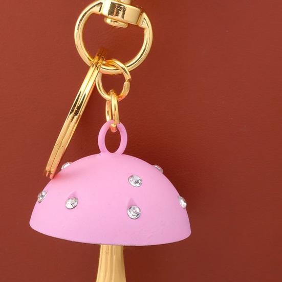 Keychain Mushroom Shape Fade-Resistant Alloy Keyring Backpack Key Holder Women Bags Cars Keys Decoration