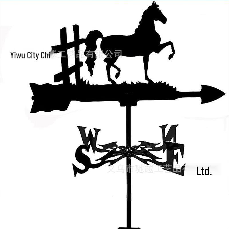 Weather Vane Ornament: Outdoor Wrought Iron Spray-Painted Roof Decoration Metal Craft