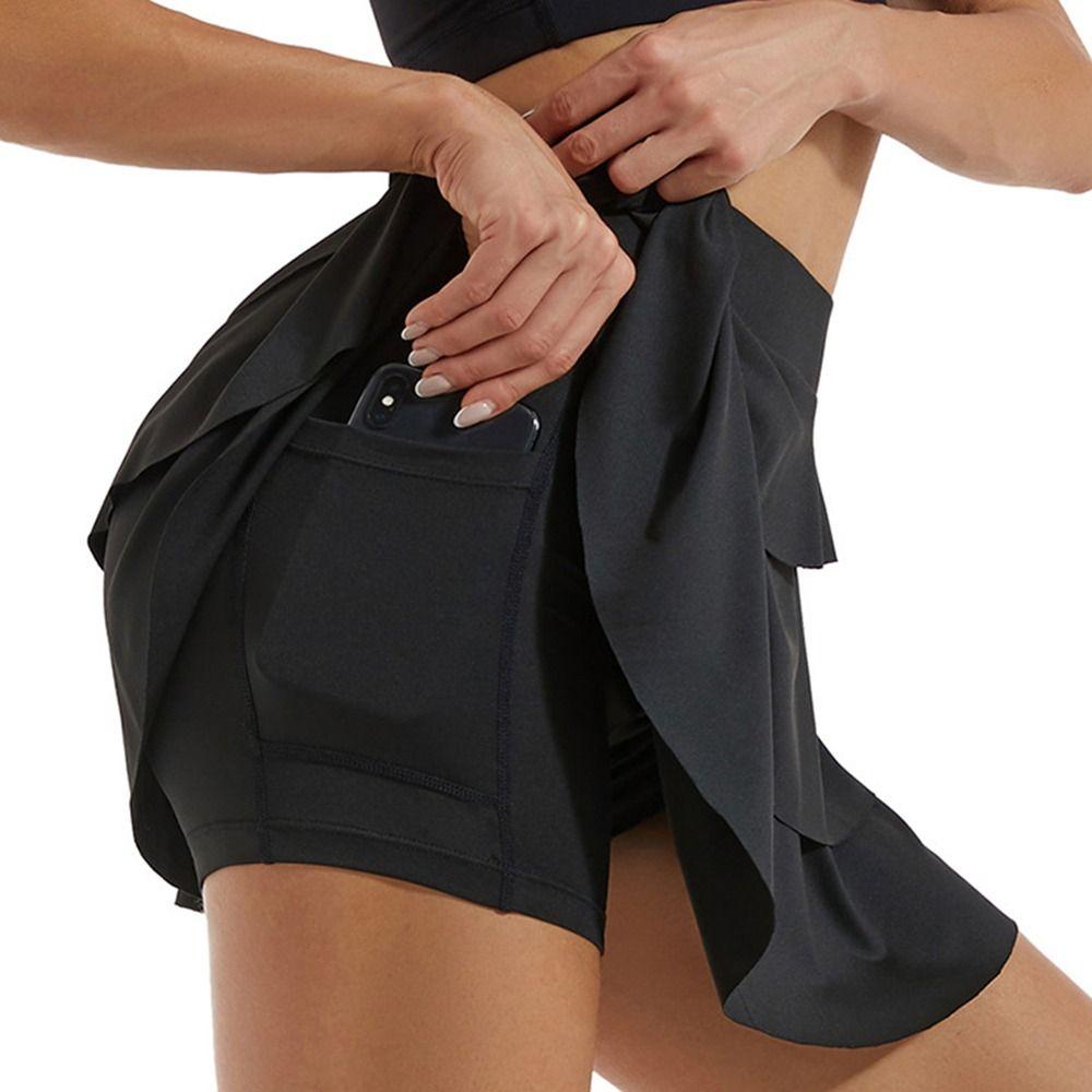 2 Pockets Golf Athletic Skirt Tummy Control Layered Skirts Women's Pleated Tennis Skirts  Women