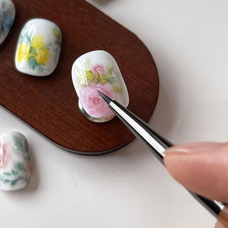 Sandalwood Nail Glue Phototherapy Brush Uv Gel Painting Pen Nail Art Liner Drawing Brush Professional Manicure Brush Tool Salon