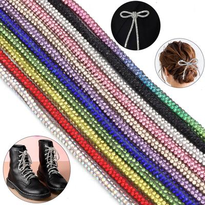 5Yards/Lot 4mm Glass Rhinestones Rope Round Tube Glitter Diamond Cord For DIY Jewelry Making Headwear Shoelace Decoration