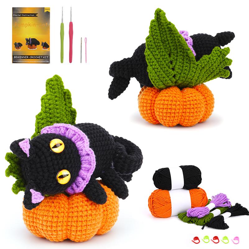 Halloween Crochet Kit for Beginners Crochet Starters Kit Adult Complete Craft Knitting Kit with Crochet Hooks Yarns for DIY Gift