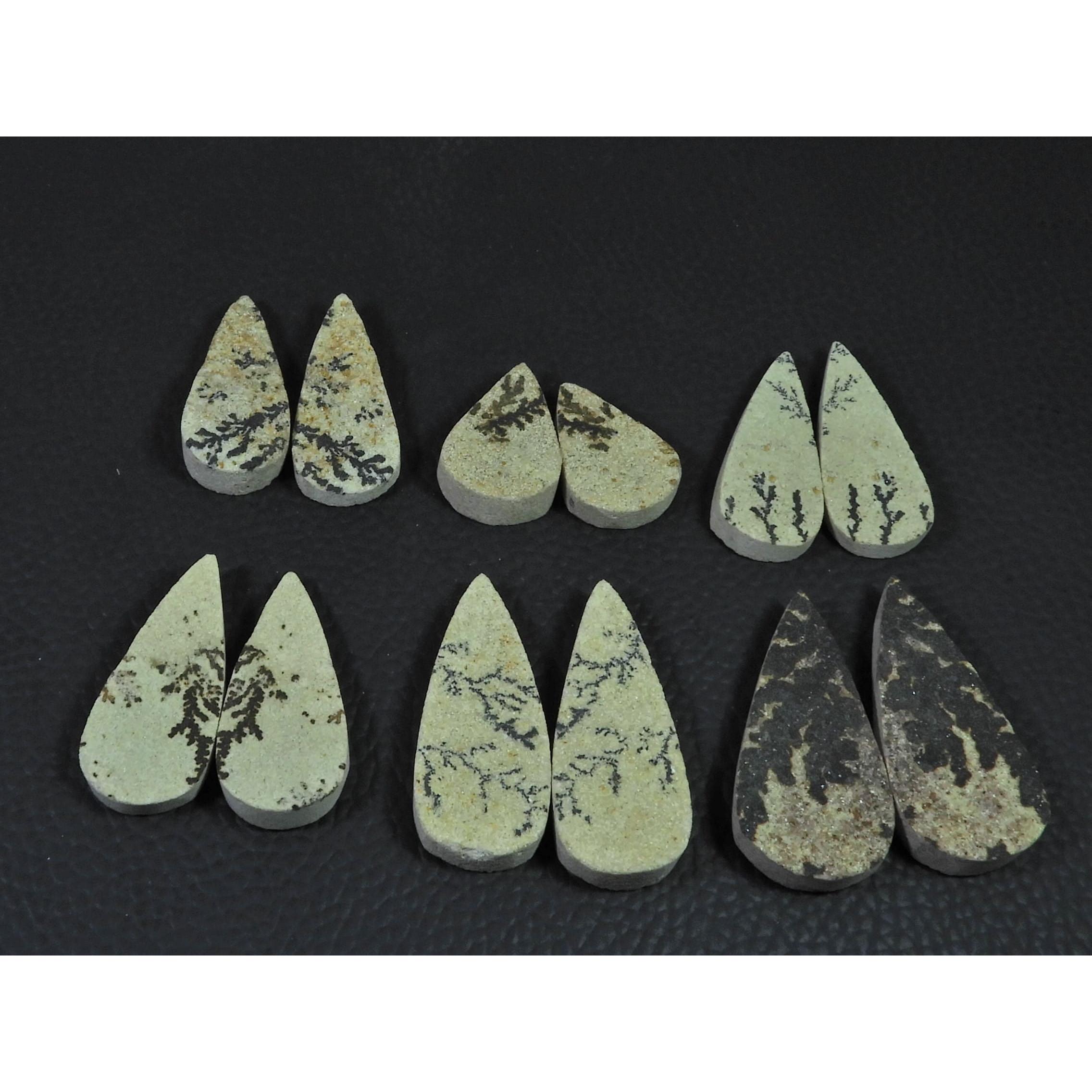 Natural Psilomelane Germane Dendrite Matched Pair Loose Gemstone 06 Pair Lot C-2173