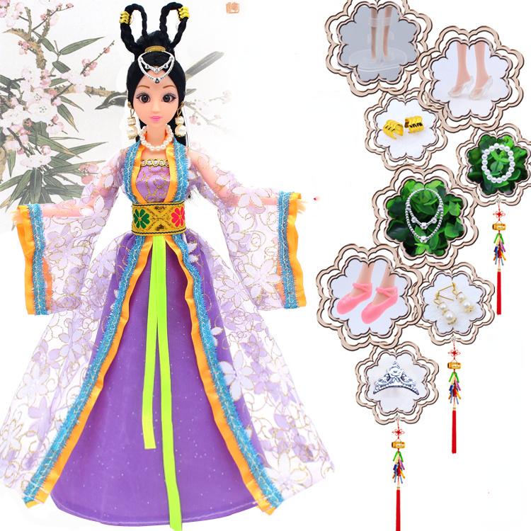 

30 см подвижная 12-шарнирная кукла игрушка для девочек 3D большие глаза BJD принцесса полная одежда коллекция платьев детская кукла подарок clothes and doll фиолетовый