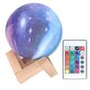 Mini LED Moon Lamp USB Charging 16‑Colors Remote Night Light with Wood Stand Birthday Gift