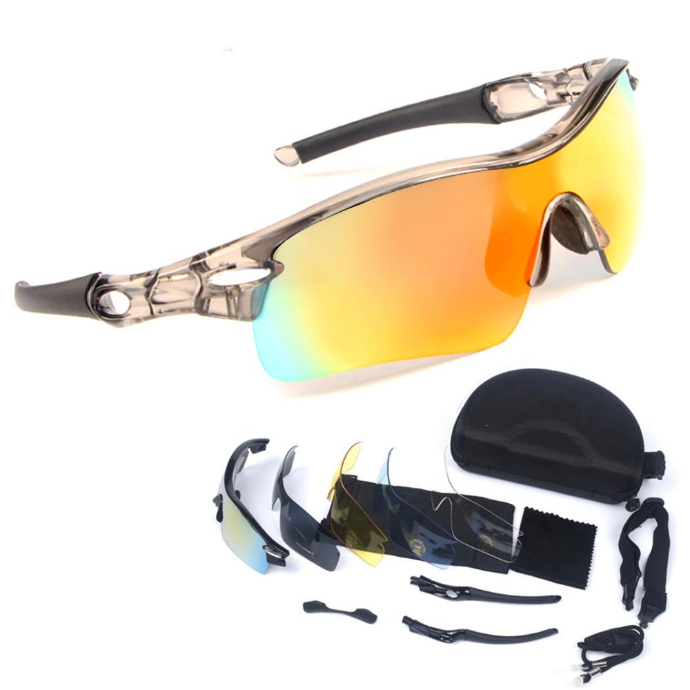 Polarized riding glasses 5-piece set Mountain bike off-road goggles Sports sunglasses Protective goggles