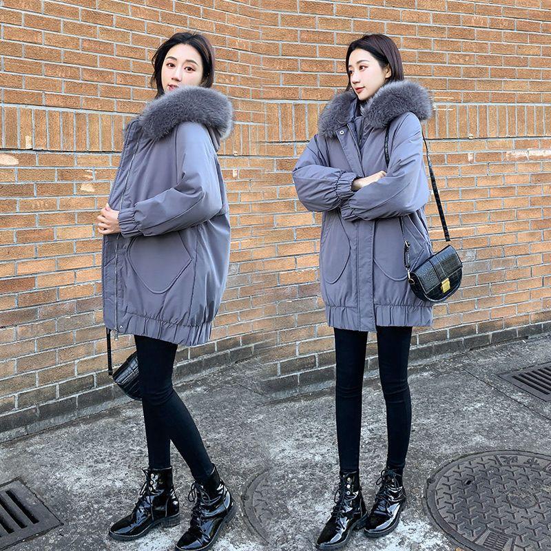 Down Cotton Clothes Women's New Winter Medium and Long Loose and Thin Large Size Thickened Large Sweater Cotton-padded Jacket