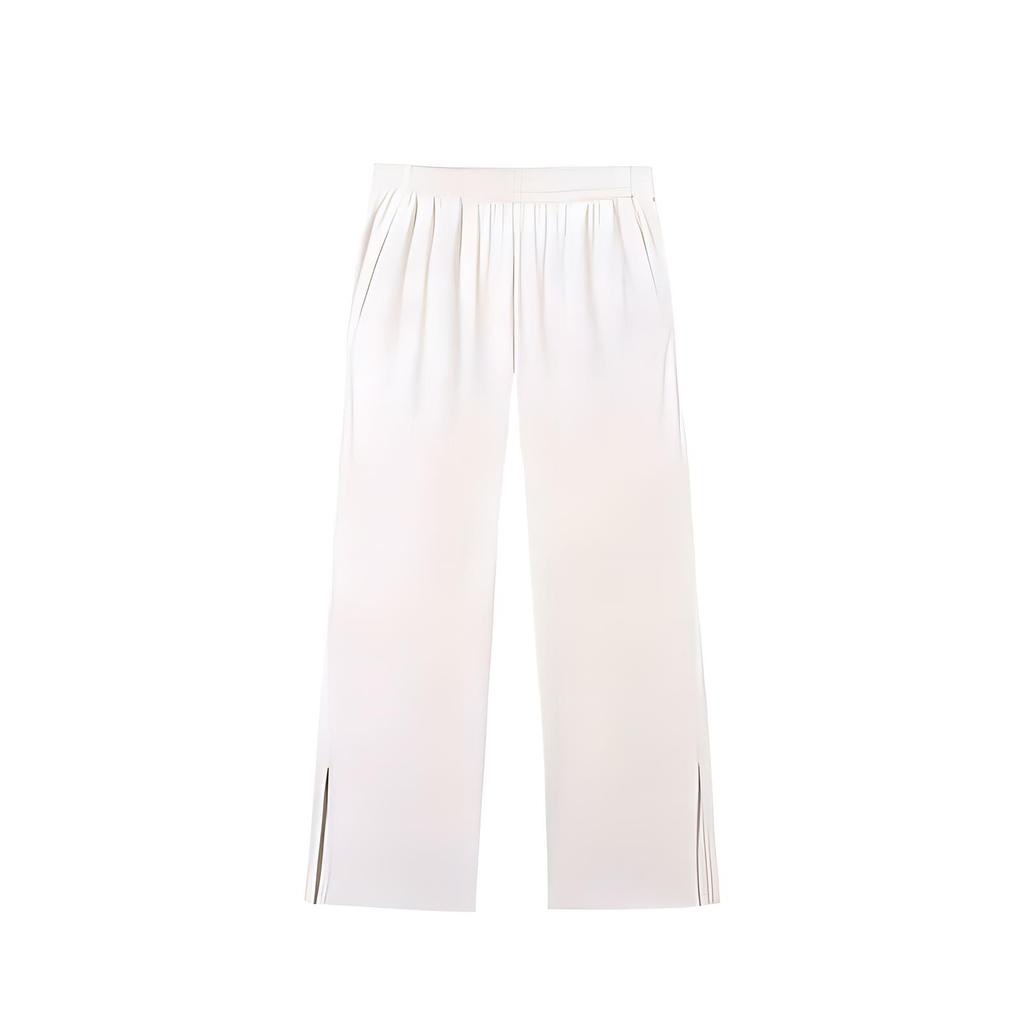 Anta Plain Mid-Waist Drawstring Breathable Versatile Wide-Leg Sports Pants Women bottoms Galaxy-Gray 962527303-5