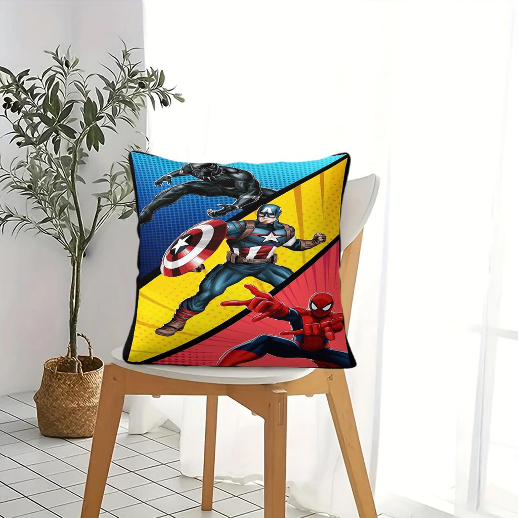 Marvel Avengers Printed Square Throw Pillow, Soft Microfiber Decorative Cushion For Sofa Bedroom