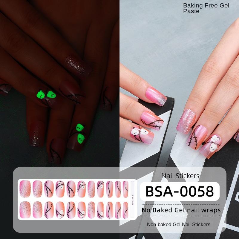 

Новые светящиеся в темноте гелевые наклейки для ногтей на Хэллоуин, не требующие запекания, рождественские гелевые наклейки для ногтей BSA-0058