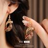 Vintage Enamel Zircon Drop Jewelry Set Women - Gold Tone Alloy Necklace Bracelet Earring Combo Retro Chic Locket Chain