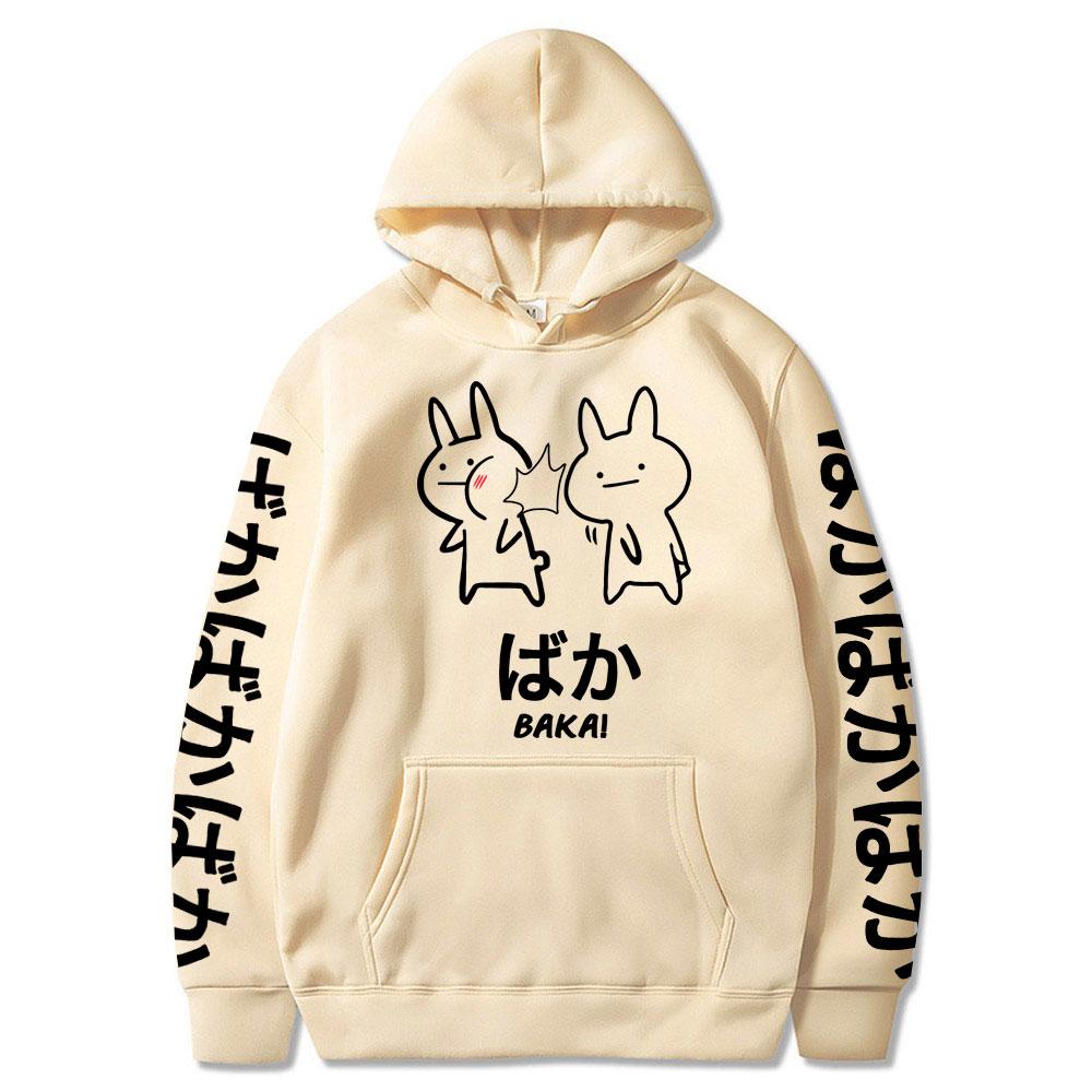 2021 Summer Japanese Anime Baka Rabbit Slap Hoodies Japan Anime Funny Cute Hoody Harajuku Black Japanese Sweatshirt Pullover