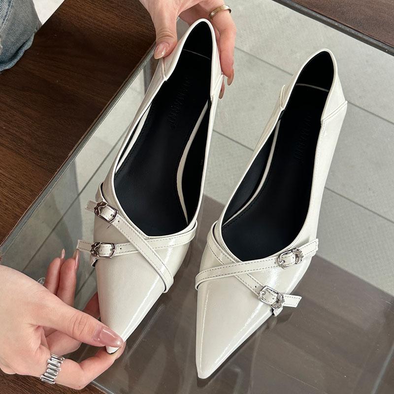 

Fashion Women Low Heel Pumps Shoes Slides Wedges Footwear Dress Female Shallow Fashion Pointed Toe Ladies Heeled Shoes Spring Autumn 35 бежевый