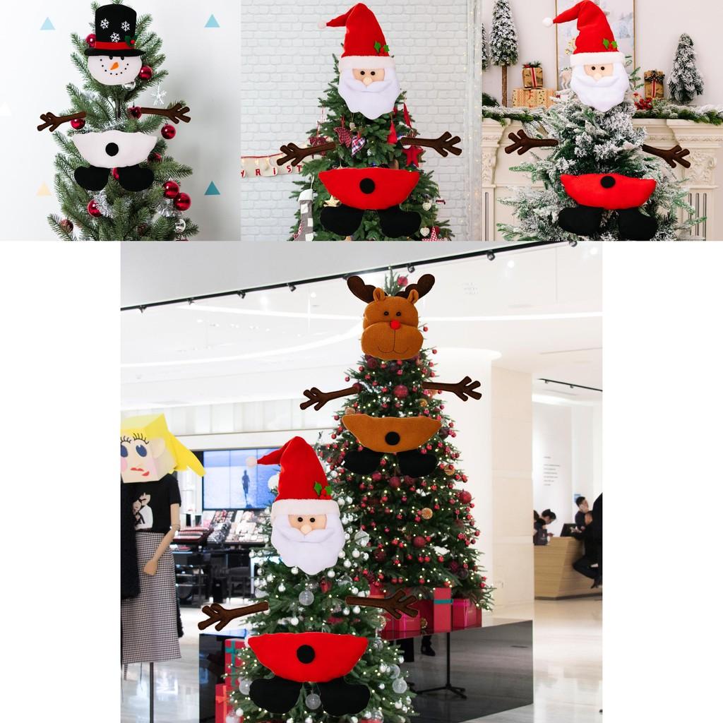 Tree Christmas Unique Topper Decor Featuring Santa Snowman And Reindeer Figurines Plush