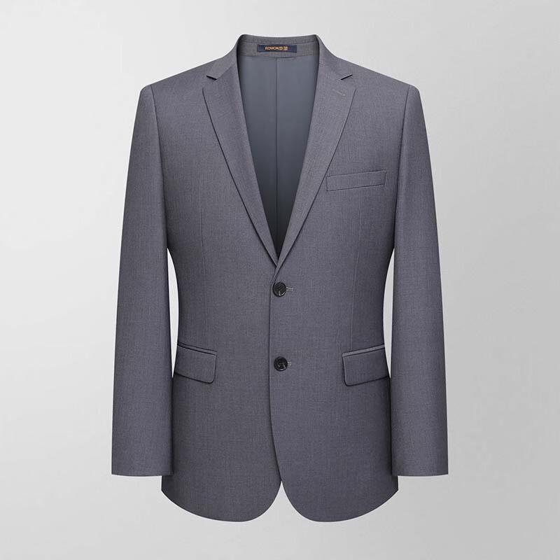 ROMON Men's Dark Grey Two-Button Business Suit Jacket
