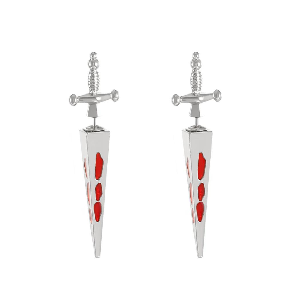 Punk Sword Gothic  Piercing Earrings for Women Men Goth Crystal Ear Jacket Dagger Stud Earrings Zircon