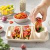'20Pcs Disposable Taco Plates 3 Compartments Taco Serving Plates No Messy Dining Stackable Taco Trays Holder Keep Tacos Upright