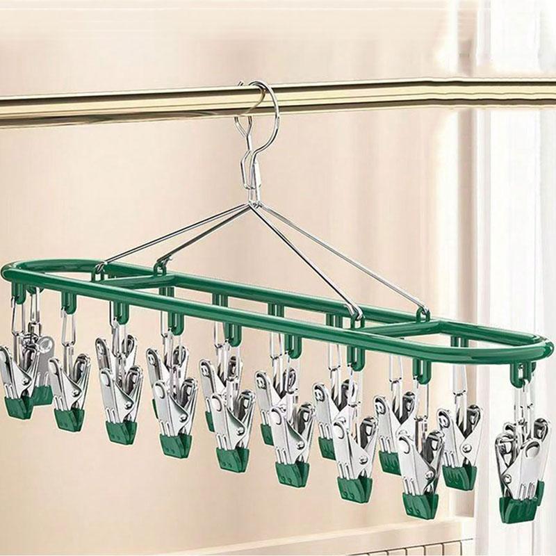 Clothes and Socks Drying Rack, Stainless Steel Underwear Dryer Washing Rack with Windproof Hook for Hanging Towel Bra Gloves Clo