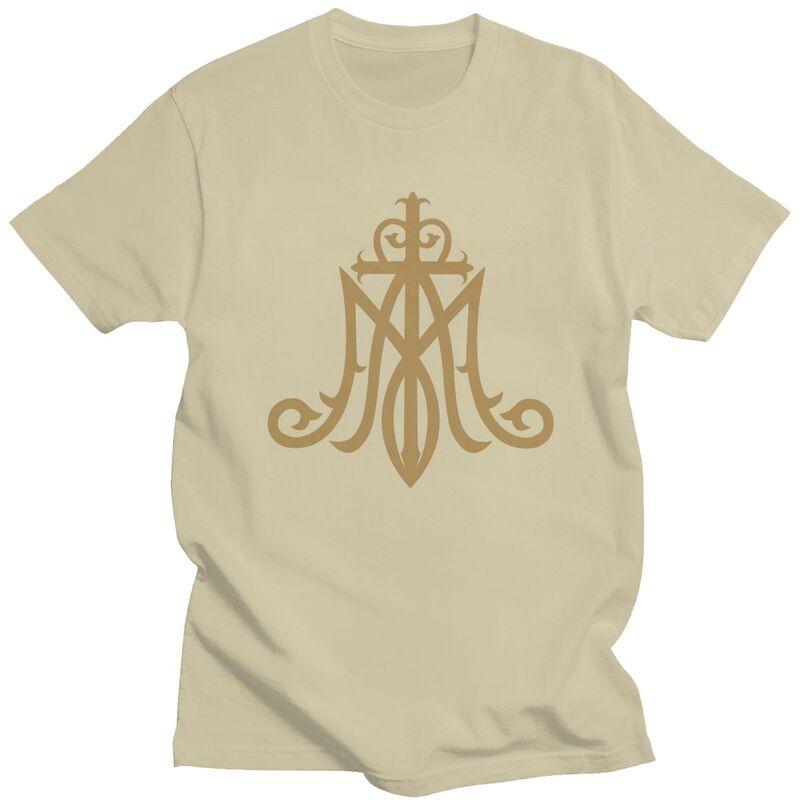 Custom Virgin Mary Monogram Ave Maria T Shirt Men Short Sleeves 100 Cotton Tshirt Leisure Catholic Christian Tees