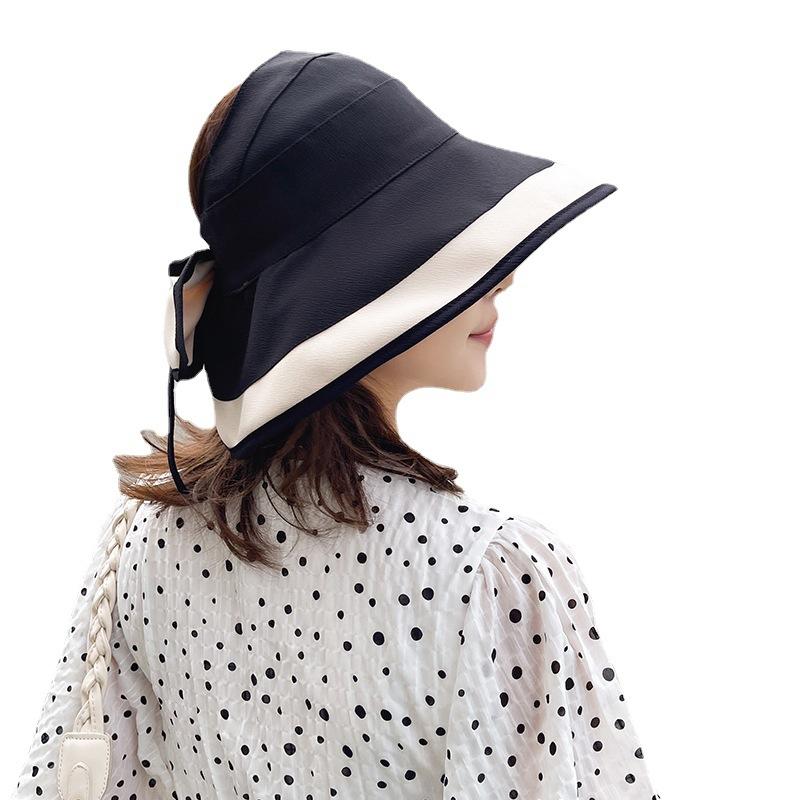 Basin hat new women's spring and autumn versatile bucket hat splicing college trendy sunscreen and UV protection sun hat