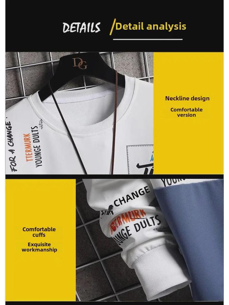 Men's Autumn Korean-Style Casual Sports Suit – Trendy Two-Piece Set for Teens & Students