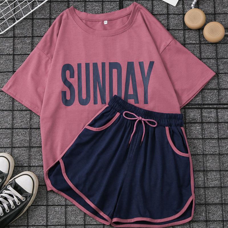 2022 Korean Summer Women's Casual Two-Piece: Loose Top & Shorts Sportswear Suit