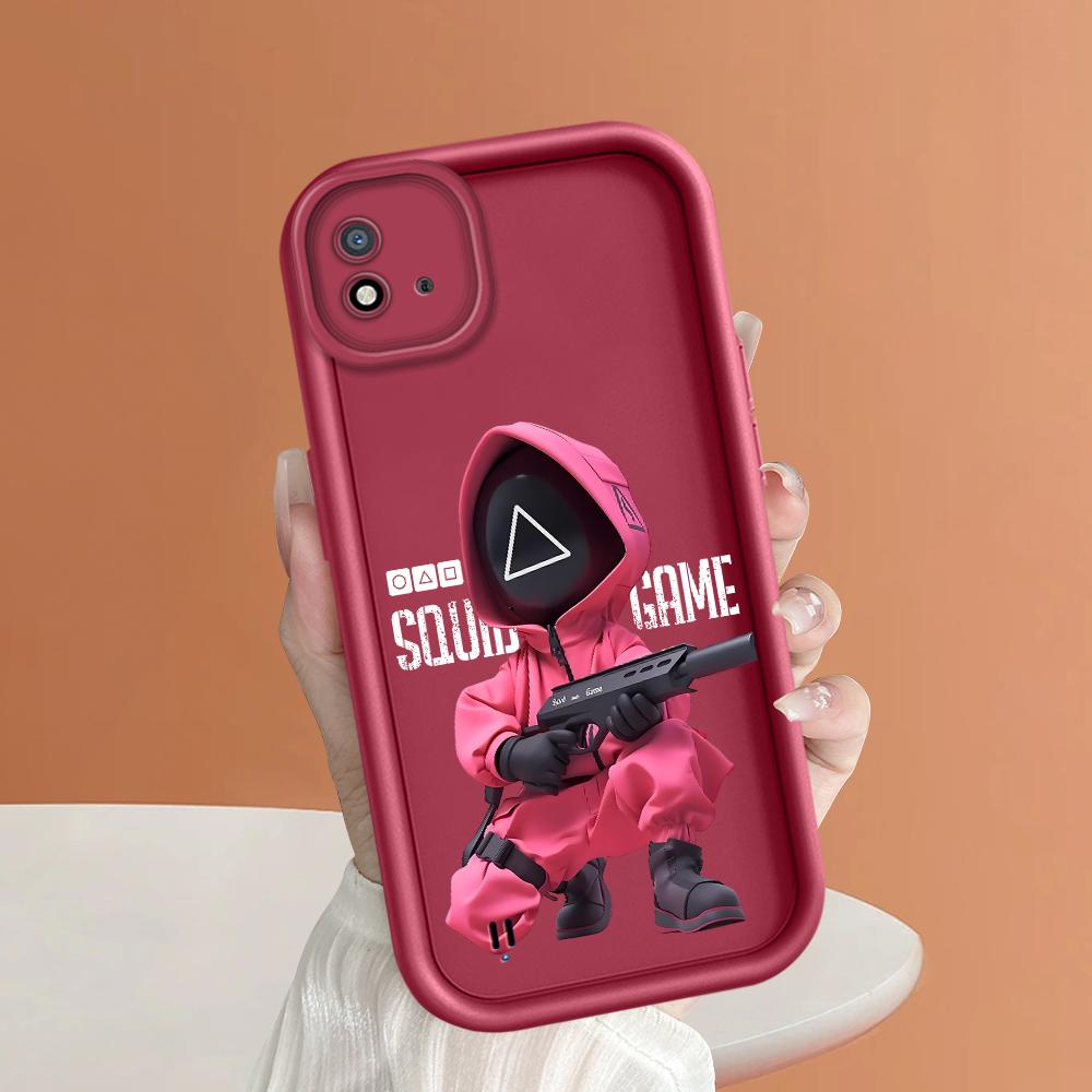 Soft Silicone Square Ladder Printing Pattern Phone Casing Full Cover Camera Shockproof Protection Rubber Case for OPPO Realme