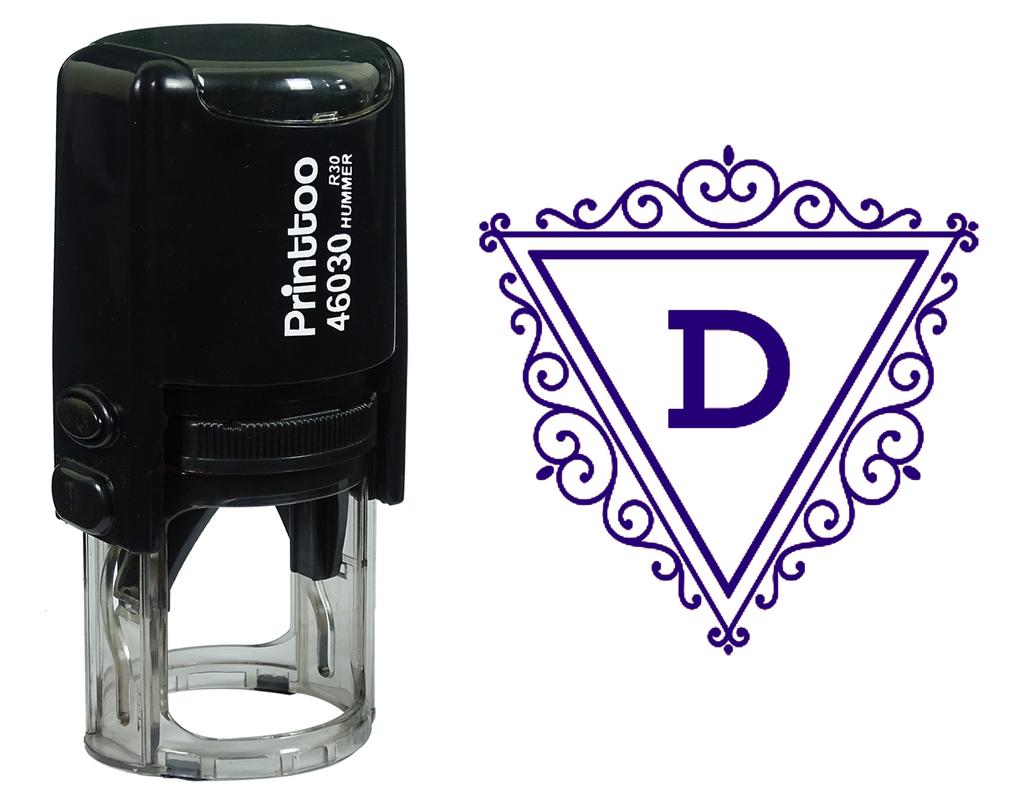 Printtoo D Alphabet Swirl Border Triangle Monogram Initial Self Inking Rubber Stamp Office