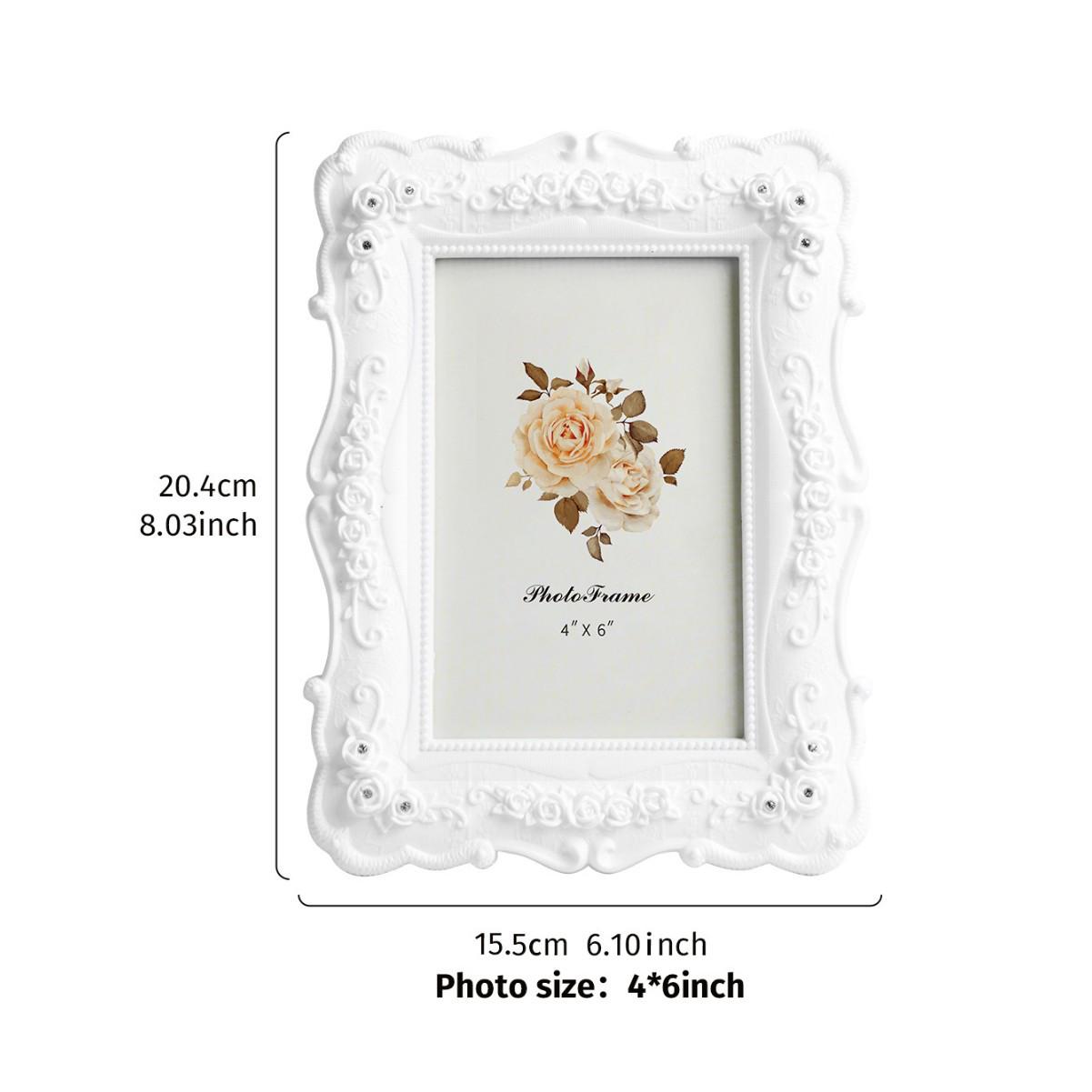 Modern Minimalist Style White Rose Photo Frame for 6-10 Inch Photos White