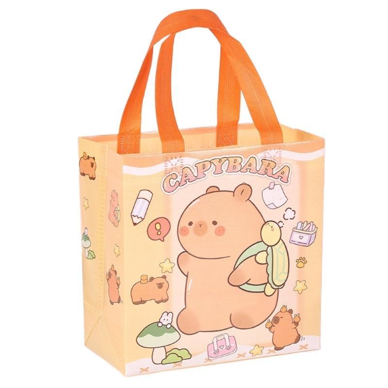 652F Cartoon Carring Bags with Handle 9x9x4Inch Nonwoven Handheld Bags For Birthday