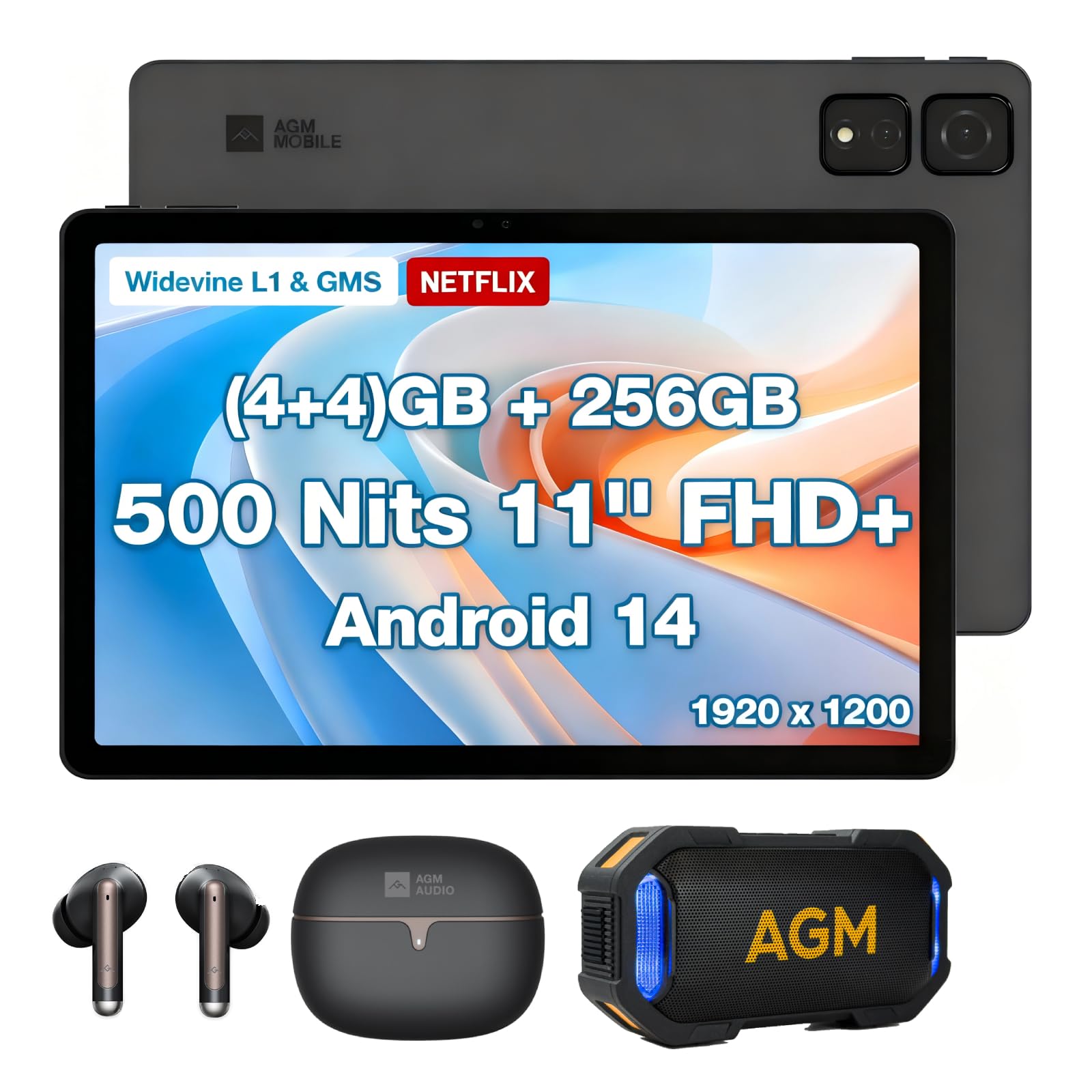 

AGM PAD T2 Android 14 256GB 1TB TF 8000mAh 18W Dual 5G Face Japanese guide Tablet, 11-inch 8-core, expansion, 19201200 FHD, + Type-C charging,