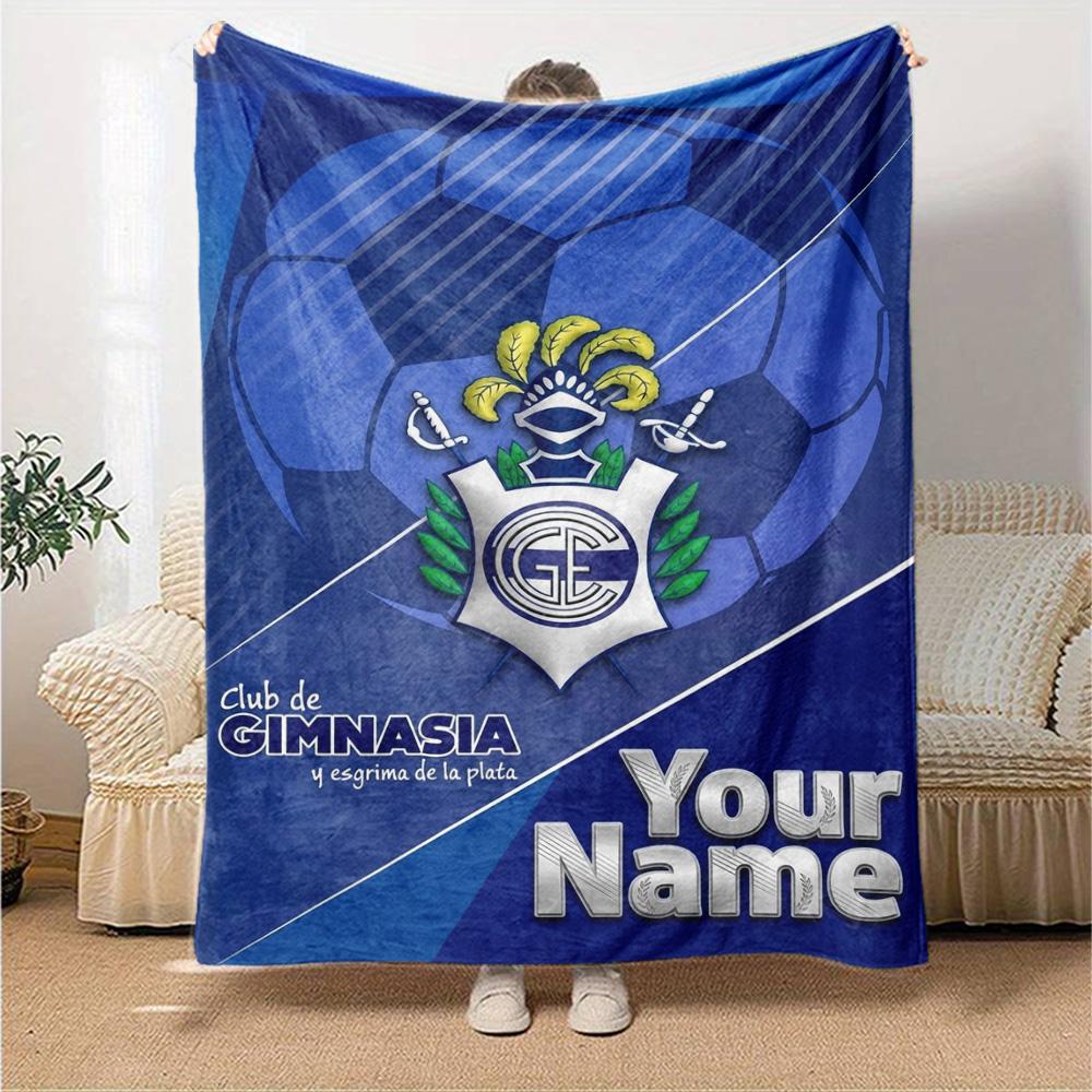 Name Custom Gimnasia de La Plata Print Flannel Blanket High Quality Warm Comfortable Cover for All Seasons Perfect for Gifts Home Decor