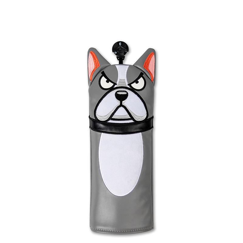 PLAYEAGLE French Bulldog Golf Club Covers - 1, 3, 5 Woods & UT, PU Material.