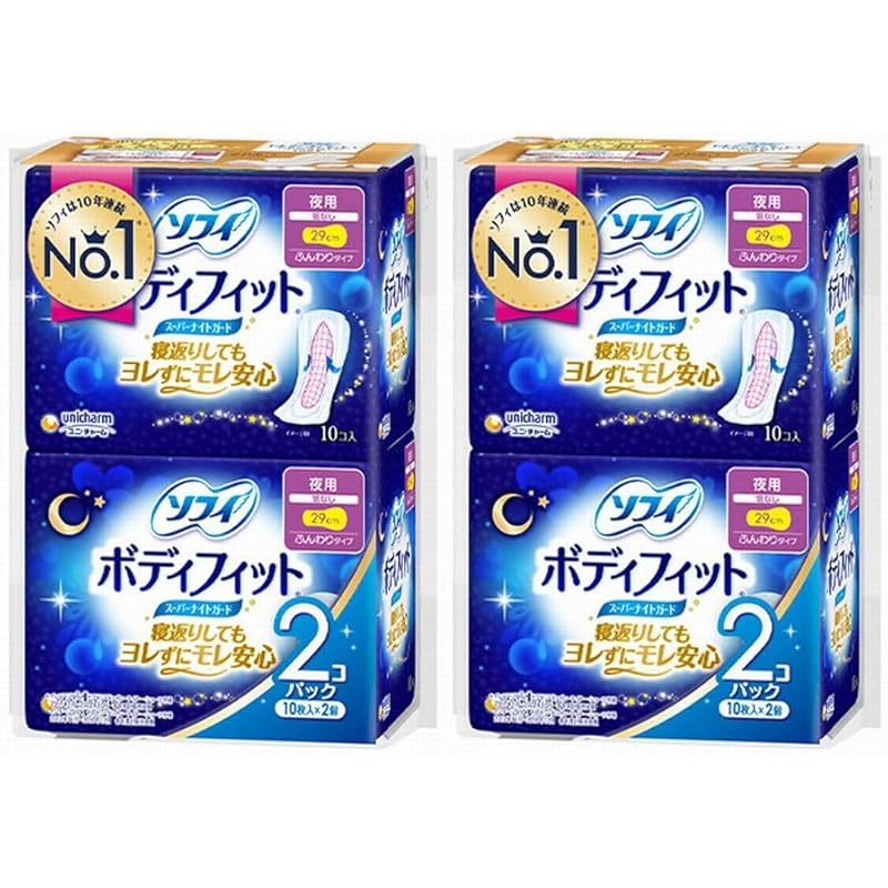 

[2 bags set] Sophie body fit super night guard night use No wings 29cm 10 pieces x 2 packs 20 pieces 2 bags total 40 pieces sanitary Sanitary products