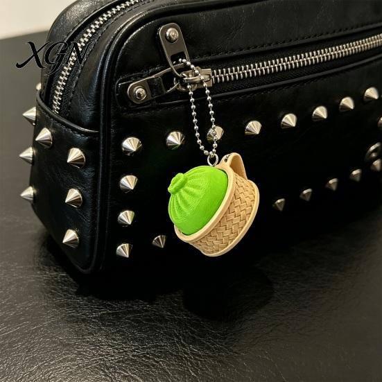 Bag Hanging Toy 3D Printed Dumpling Squeeze Keychain, Stress Balls with Steamer, Cute Anxiety Relief Toy, Soft Decompression Dough Dough, Simulation